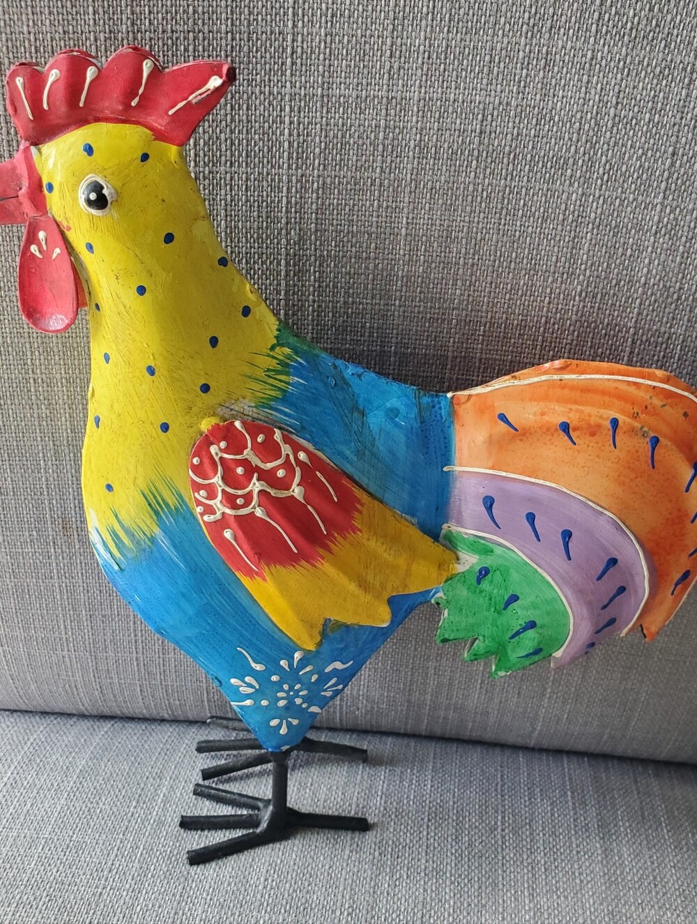 Colorful Rooster Metal Accent Sculpture - Multicolor